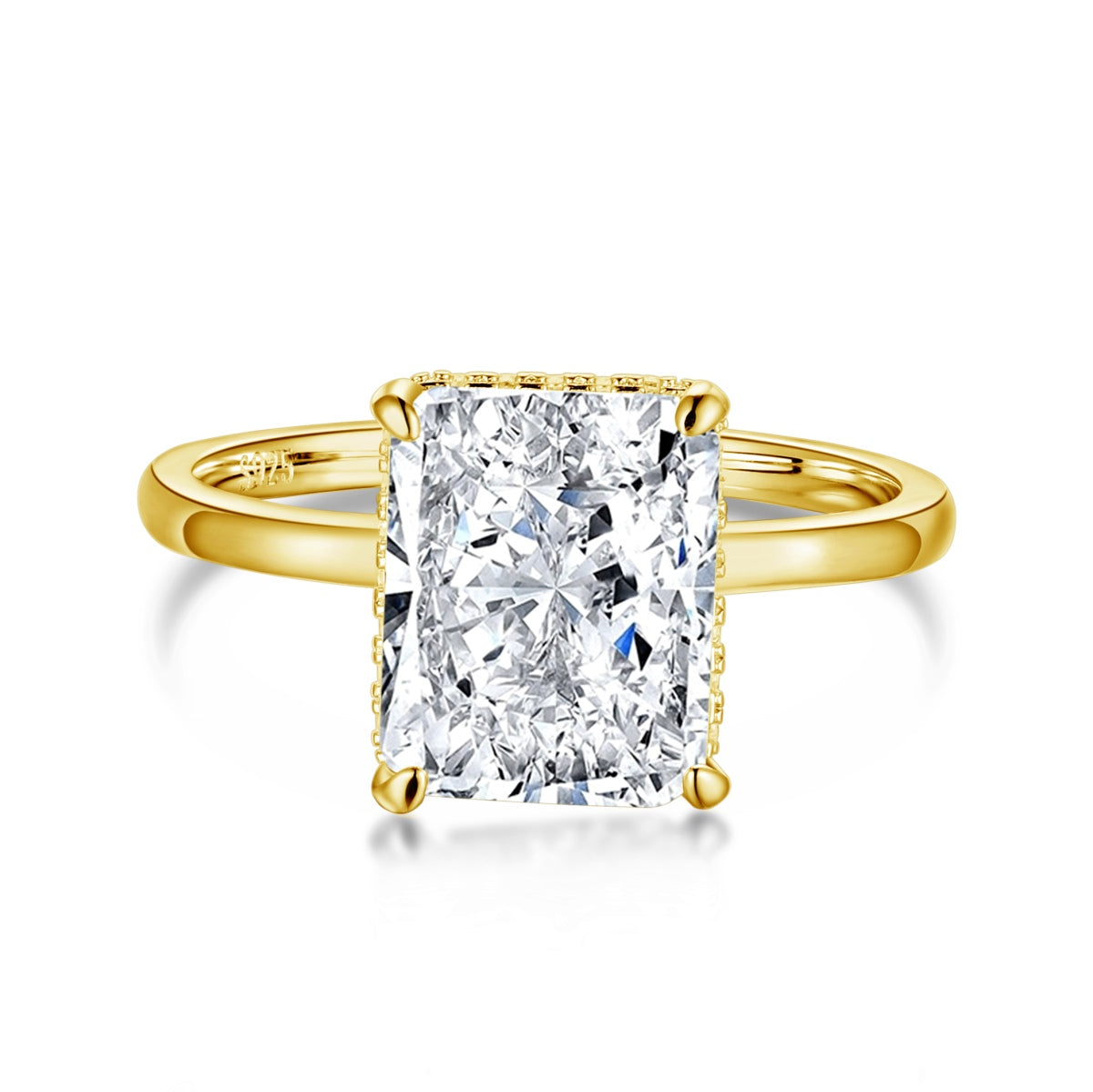 [Raffine] Anillo de banquete de 4,0 quilates con corte radiante y ornamentado