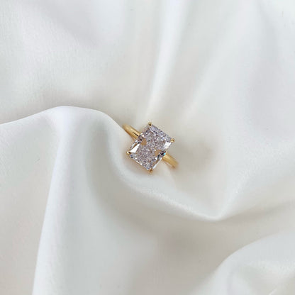 [Raffine] Anillo de banquete de 4,0 quilates con corte radiante y ornamentado