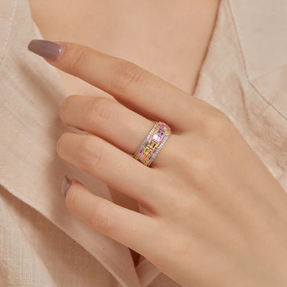 [Raffine] Anillo diario con corte radiante y colorido