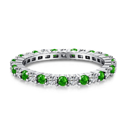 [Raffine] Exquisito anillo de tenis de corte redondo colorido