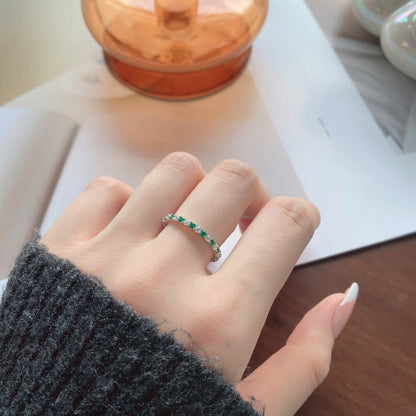 [Raffine] Exquisito anillo de tenis de corte redondo colorido