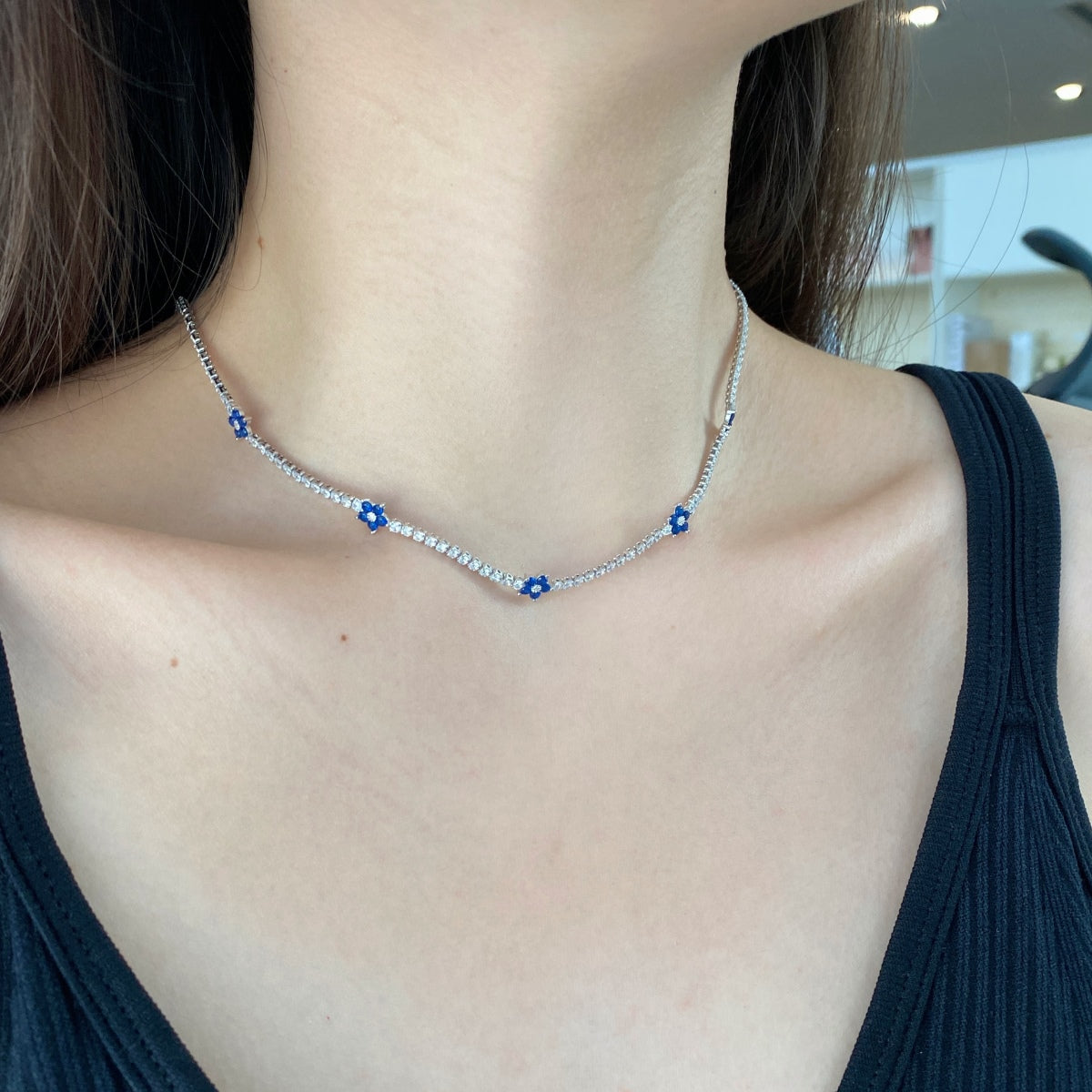[Raffine]Luxurious Colorful Flower Tennis Necklace
