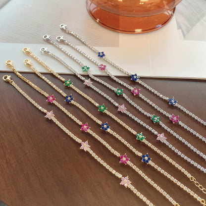 [Raffine] Pulsera de tenis con forma de flor brillante