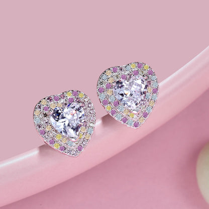 [Raffine]Dazzling Heart Shape Lover Earrings
