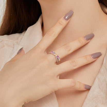 [Raffine] Anillo único y colorido de corte marquesa para uso diario