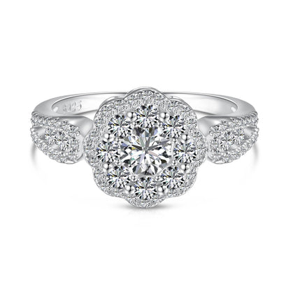 [Raffine] Anillo de bodas delicado y colorido con forma de flor tallada redonda
