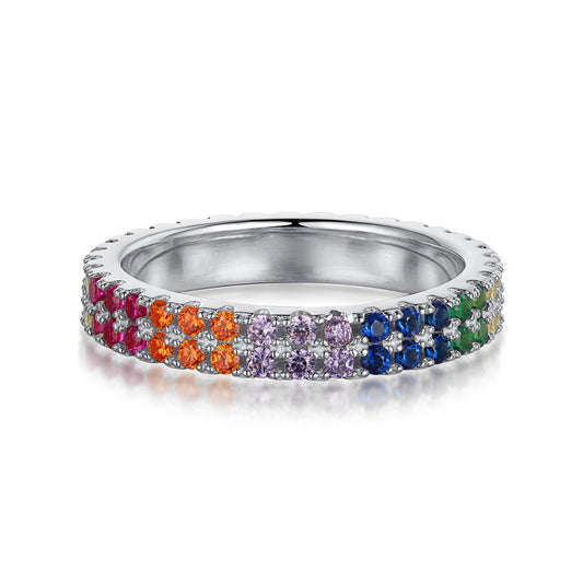 [Raffine] Anillo de tenis único, colorido y de corte redondo