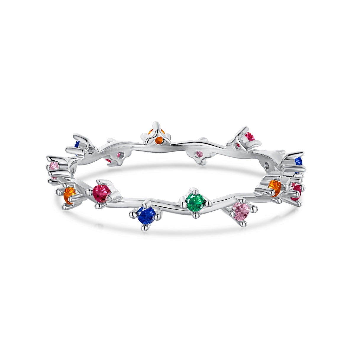 [Raffine] Anillo diario radiante de corte redondo colorido