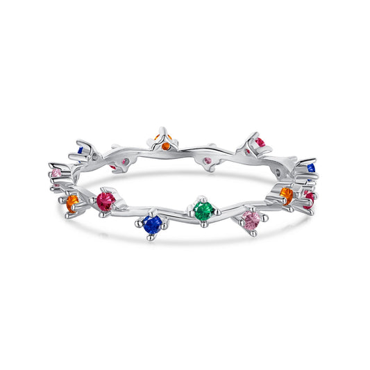[Raffine] Anillo diario radiante de corte redondo colorido