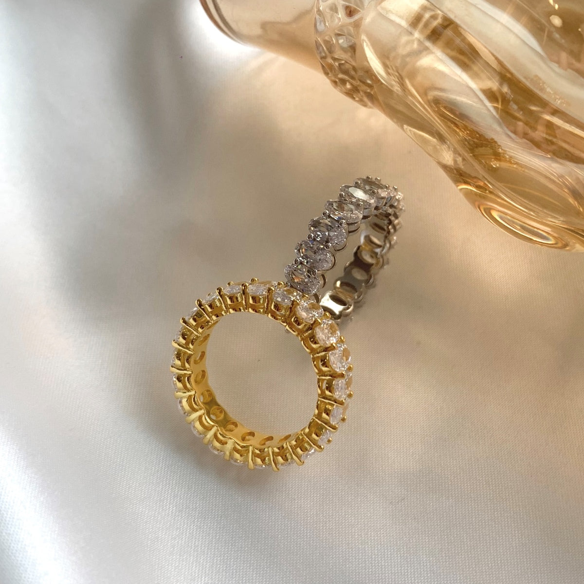 [Raffine]Anillo de tenis con corte ovalado ornamentado