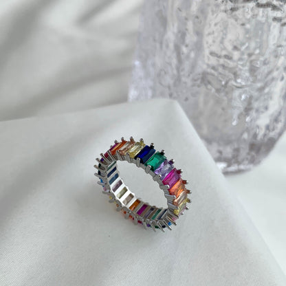 [Raffine] Anillo único de corte radiante y colorido