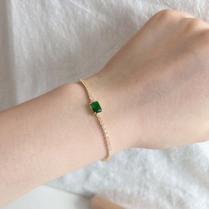 [Raffine] Pulsera de banquete única de corte esmeralda de 1,0 quilates