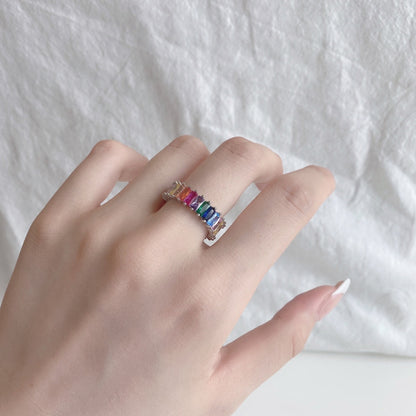 [Raffine] Anillo único de corte radiante y colorido
