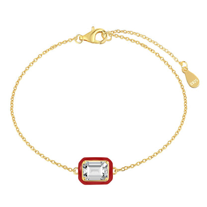 [Raffine] Pulsera diaria de corte esmeralda brillante y colorida de 2.0 quilates