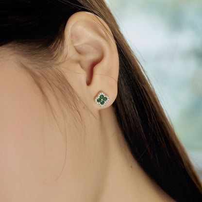 [Raffine]Boucles d'oreilles en forme de fleur de trèfle à quatre feuilles