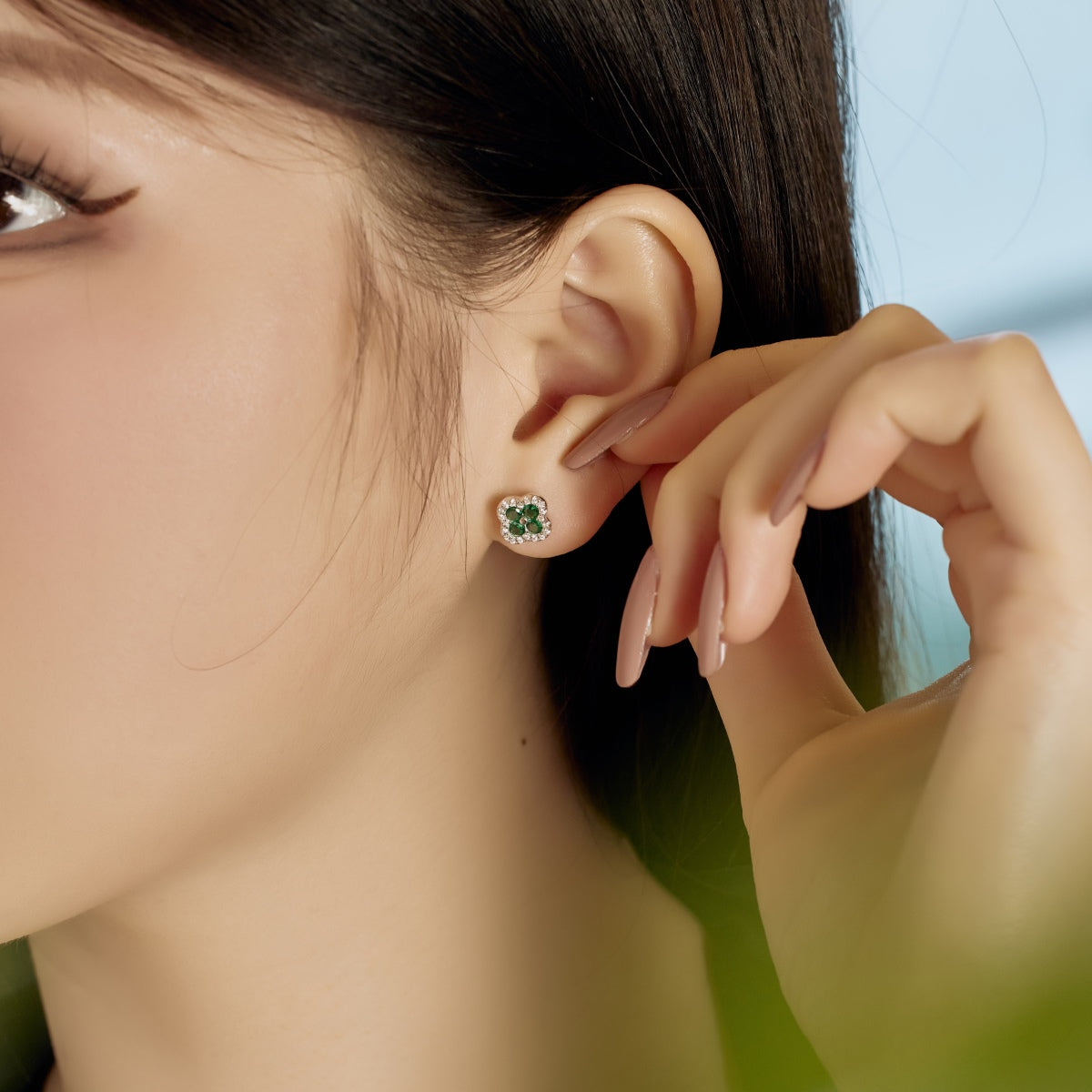 [Raffine]Boucles d'oreilles en forme de fleur de trèfle à quatre feuilles