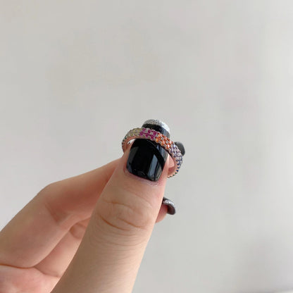 [Raffine] Anillo de tenis único, colorido y de corte redondo