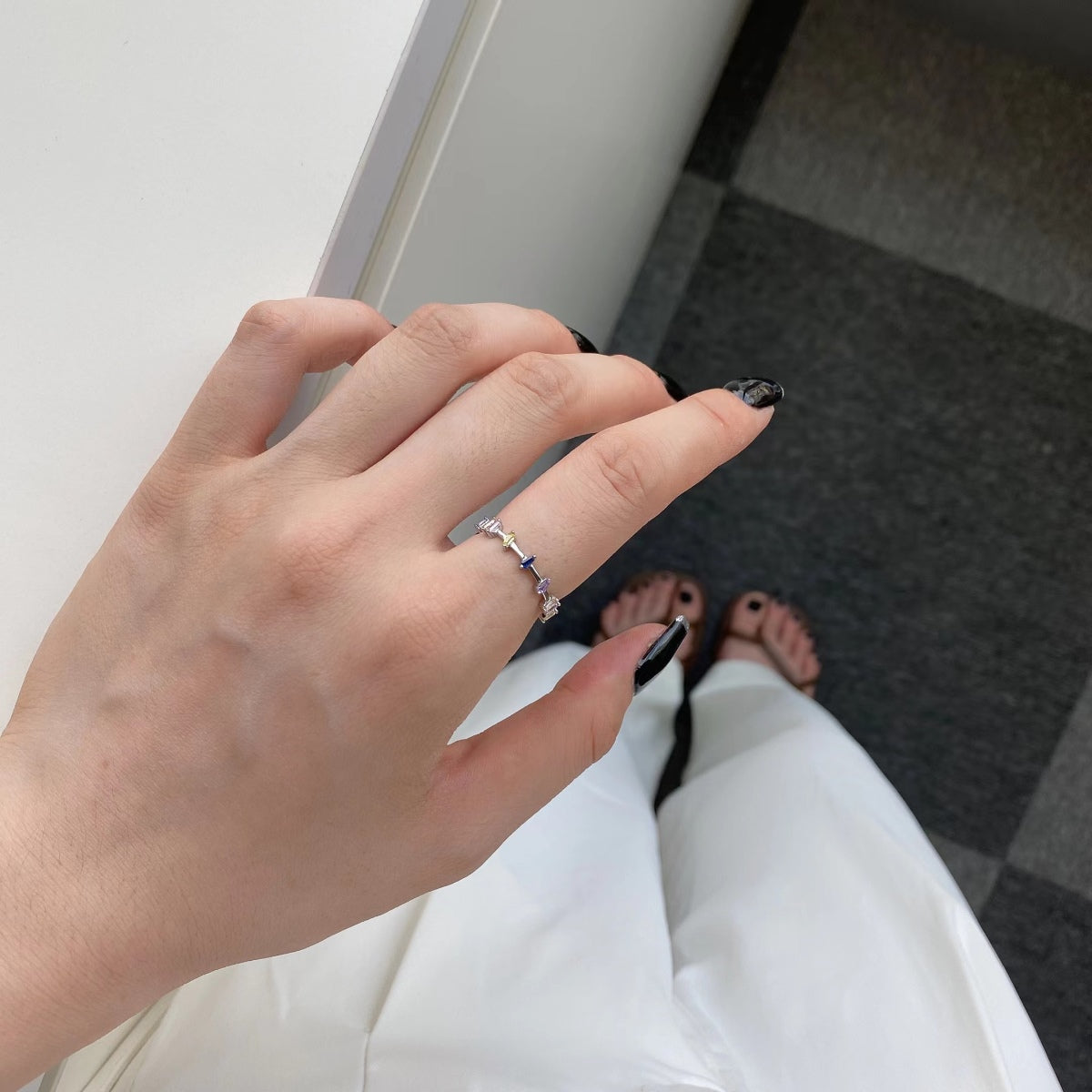 [Raffine] Anillo diario único de corte trapezoidal