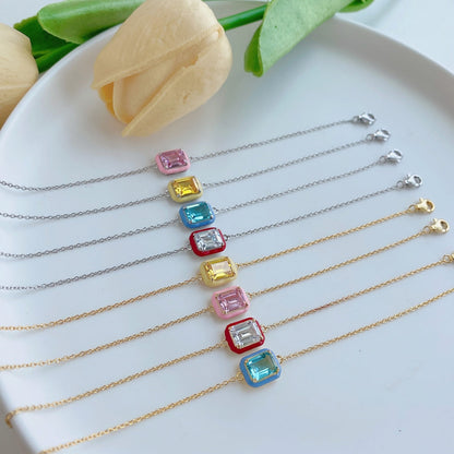 [Raffine] Pulsera diaria de corte esmeralda brillante y colorida de 2.0 quilates