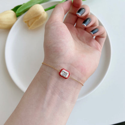 [Raffine] Pulsera diaria de corte esmeralda brillante y colorida de 2.0 quilates
