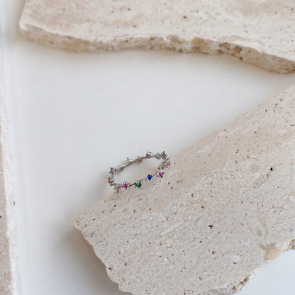 [Raffine] Anillo diario radiante de corte redondo colorido