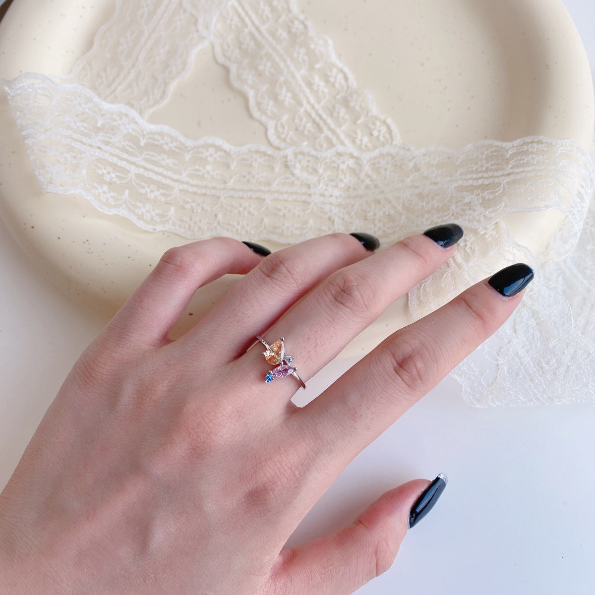 [Raffine] Anillo multicorte colorido y radiante para uso diario