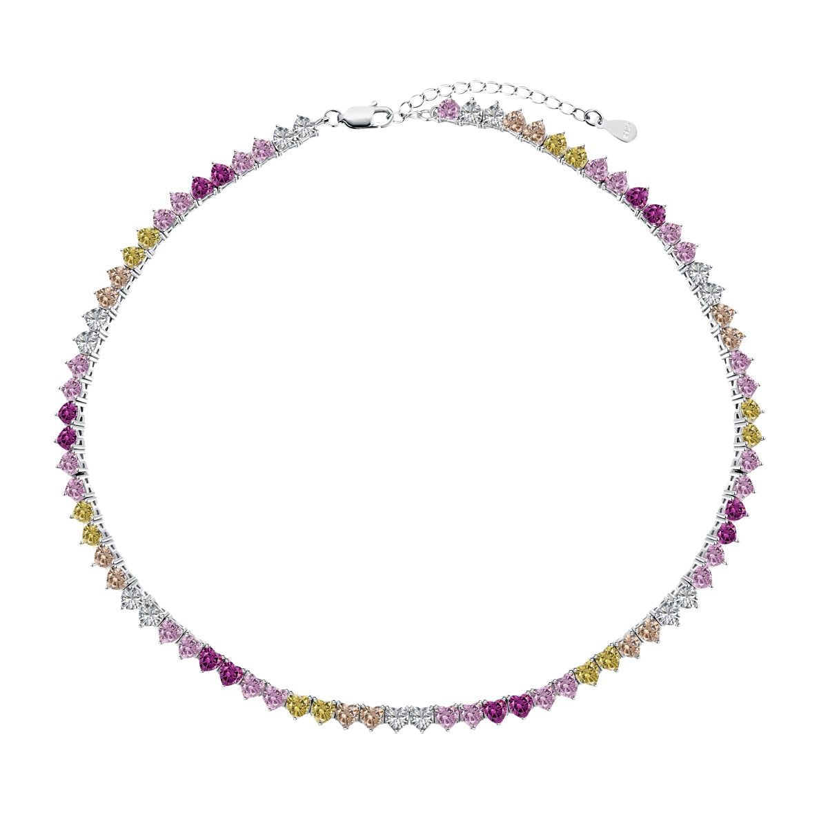 [Raffine]Sparkling Colorful Full Heart Tennis Necklace