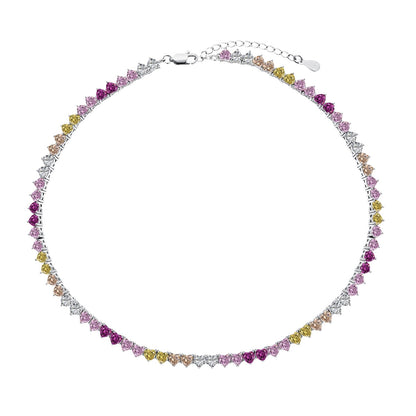 [Raffine]Sparkling Colorful Full Heart Tennis Necklace