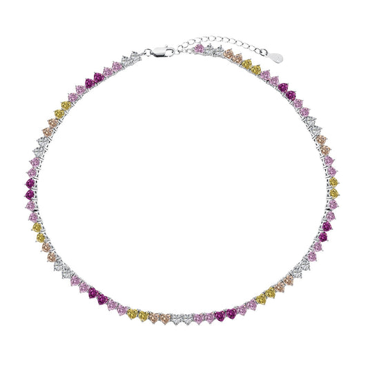 [Raffine]Sparkling Colorful Full Heart Tennis Necklace