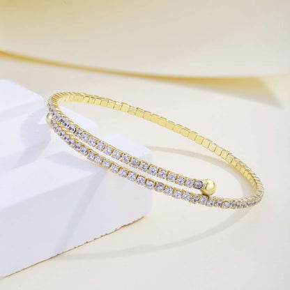 [Raffine]Pulsera de moda redonda con hilera de diamantes