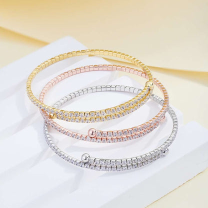 [Raffine]Pulsera de moda redonda con hilera de diamantes