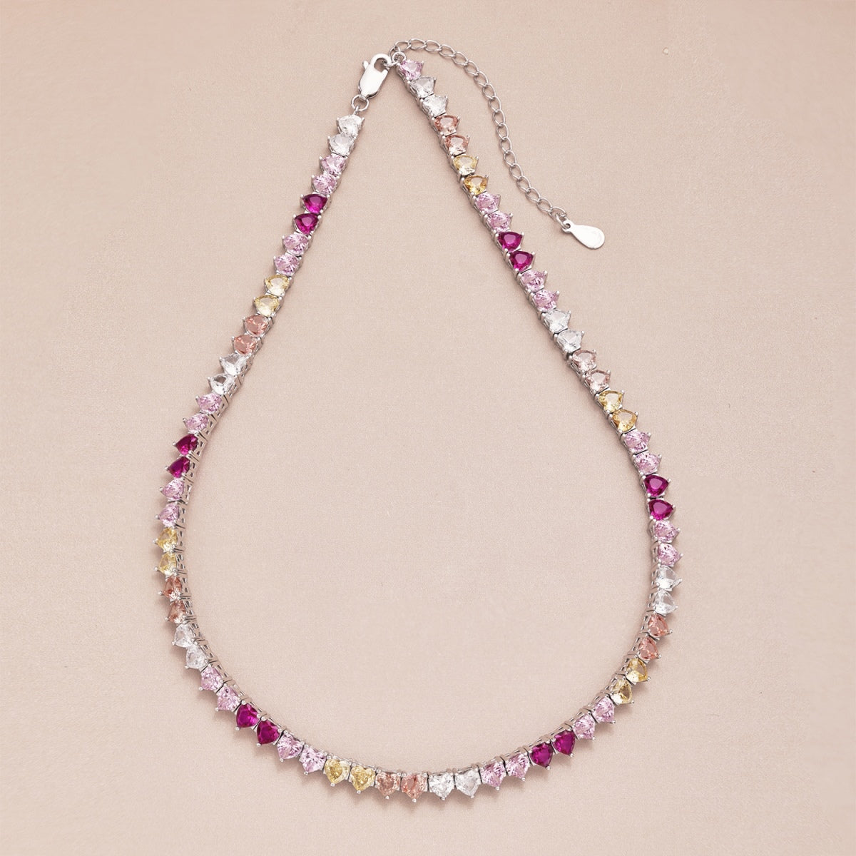 [Raffine]Sparkling Colorful Full Heart Tennis Necklace