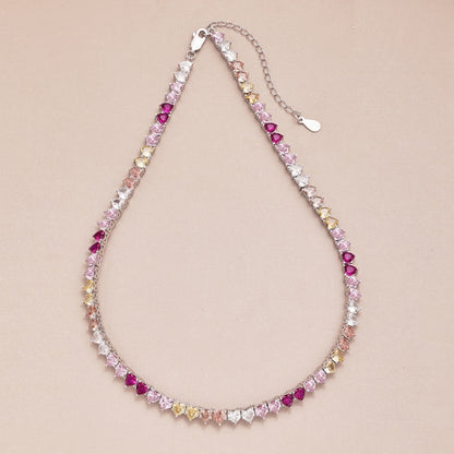 [Raffine]Sparkling Colorful Full Heart Tennis Necklace