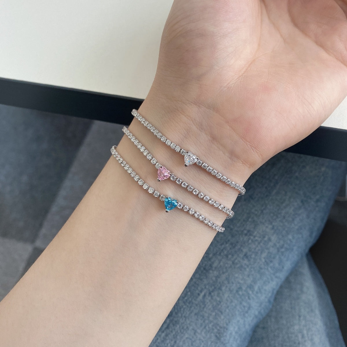 [Raffine] Pulsera elegante con forma de corazón romántico de 0,5 quilates