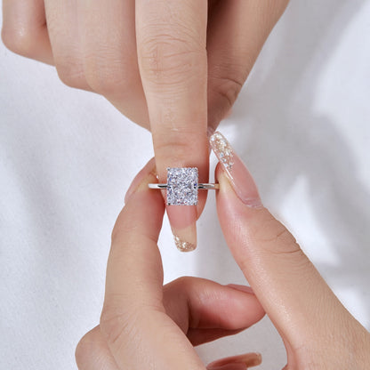 [Raffine] Anillo de banquete de 4,0 quilates con corte radiante y ornamentado