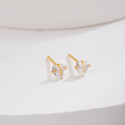 [Raffine]Sparkling Heart Shaped Simple Earrings