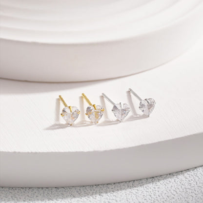 [Raffine]Sparkling Heart Shaped Simple Earrings