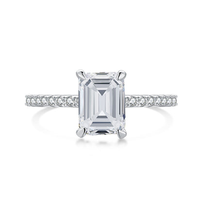 [Raffine] Anillo de fiesta de 2,0 quilates con corte radiante y ornamentado brillante
