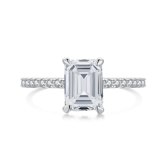 [Raffine] Anillo de fiesta de 2,0 quilates con corte radiante y ornamentado brillante