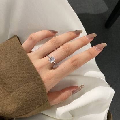 [Raffine] Anillo de fiesta de 2,0 quilates con corte radiante y ornamentado brillante