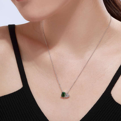 [Raffine]Dazzling Square & Heart Shape Necklace
