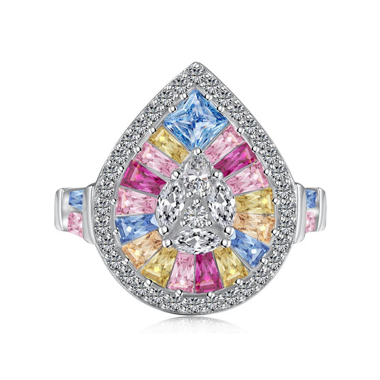 [Raffine] Elegante anillo de banquete con forma de gota de agua de colores
