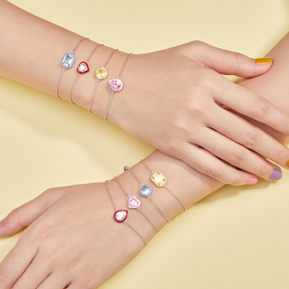 [Raffine] Pulsera diaria de corte esmeralda brillante y colorida de 2.0 quilates