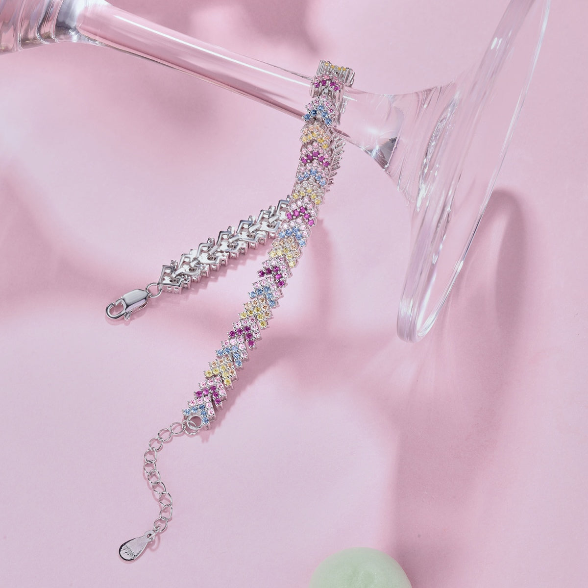 [Raffine]Pulsera de fiesta adornada con corte redondo brillante