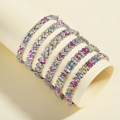 [Raffine]Pulsera de fiesta adornada con corte redondo brillante