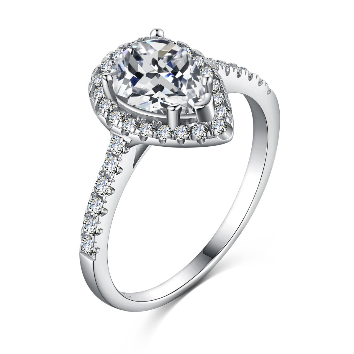 [Raffine] Anillo de bodas lujoso y resplandeciente de 1,0 quilates con forma de gota de agua