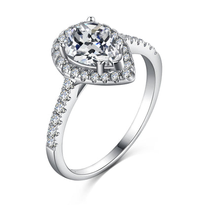 [Raffine] Anillo de bodas lujoso y resplandeciente de 1,0 quilates con forma de gota de agua
