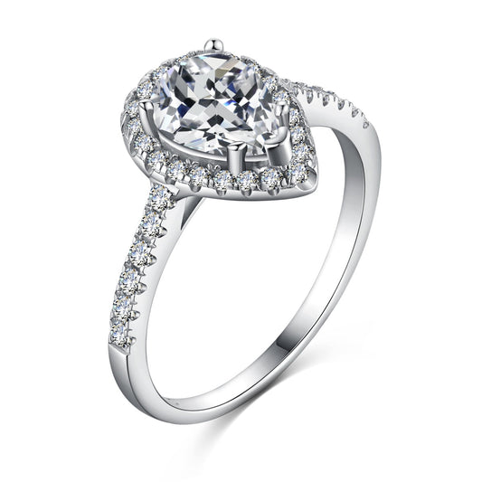 [Raffine] Anillo de bodas lujoso y resplandeciente de 1,0 quilates con forma de gota de agua
