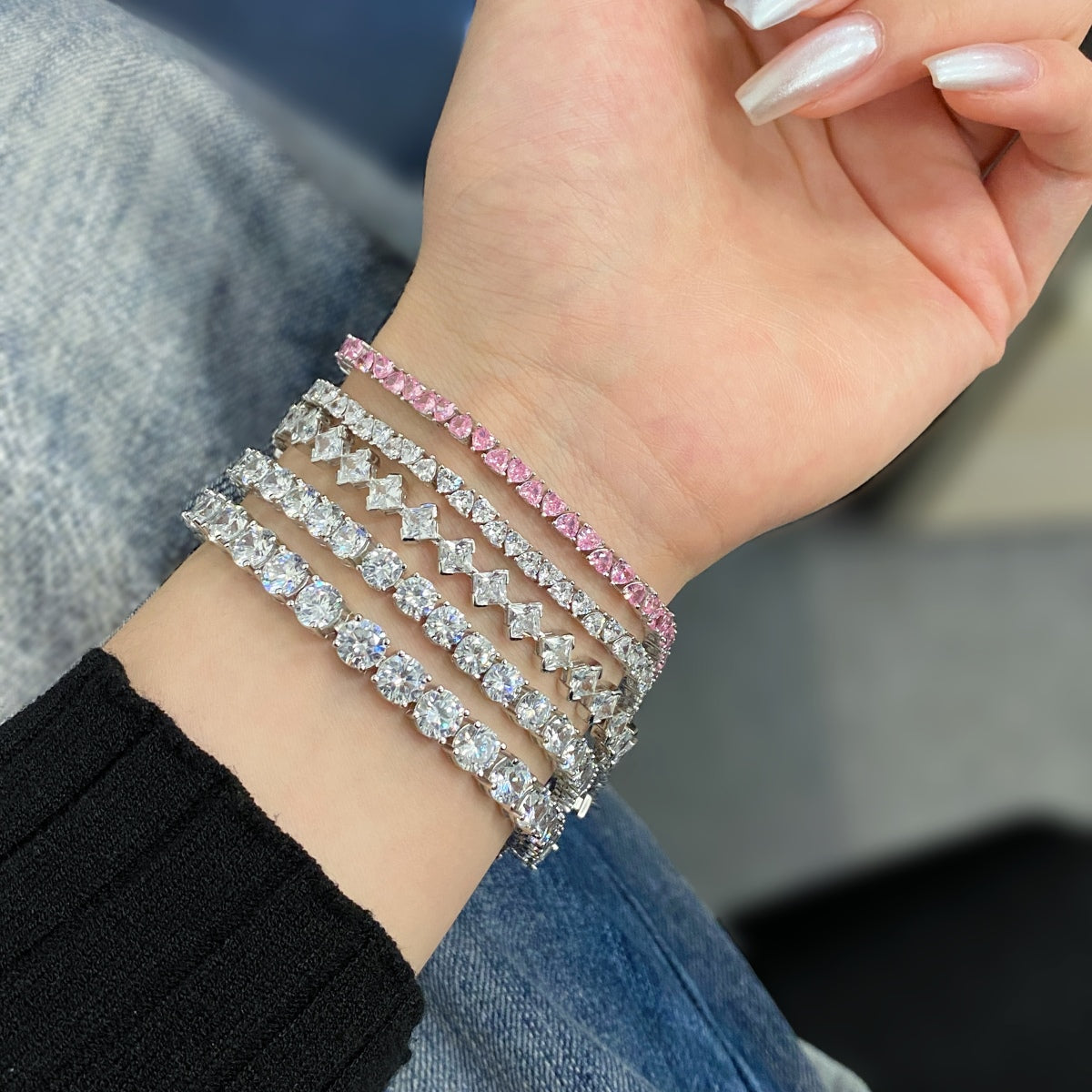 [Raffine] Pulsera diaria de corte princesa ornamentado de 0,5 quilates
