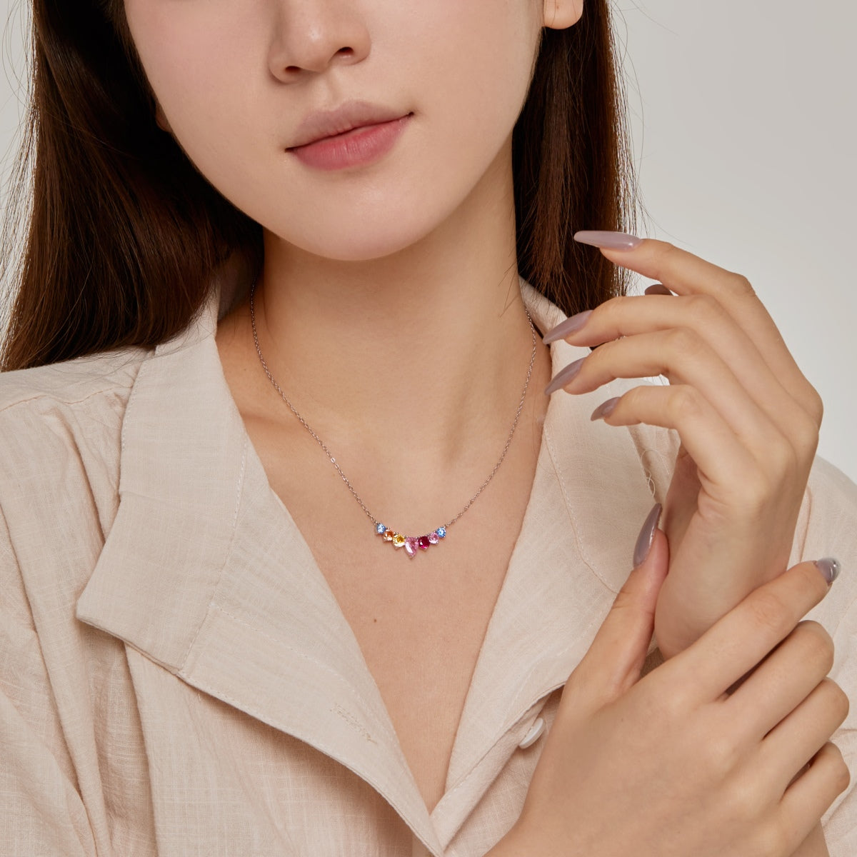 [Raffine]Dainty Colorful Heart Necklace